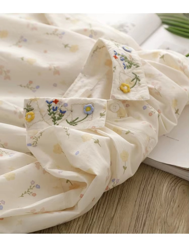 Long Sleeve Blouse W/ Kawaii Embroidery