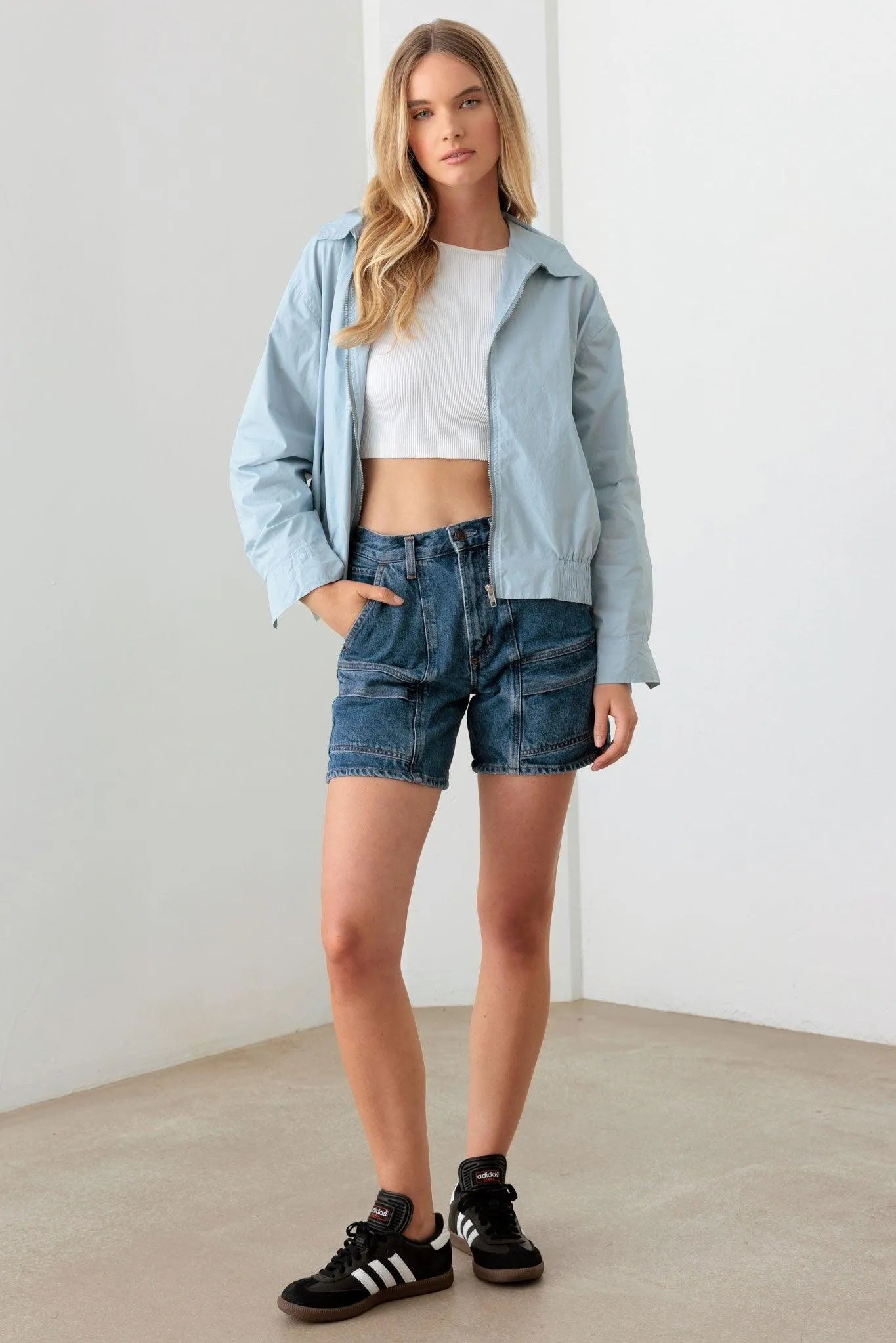 Baby Blue 100% Cotton Zip up Jacket