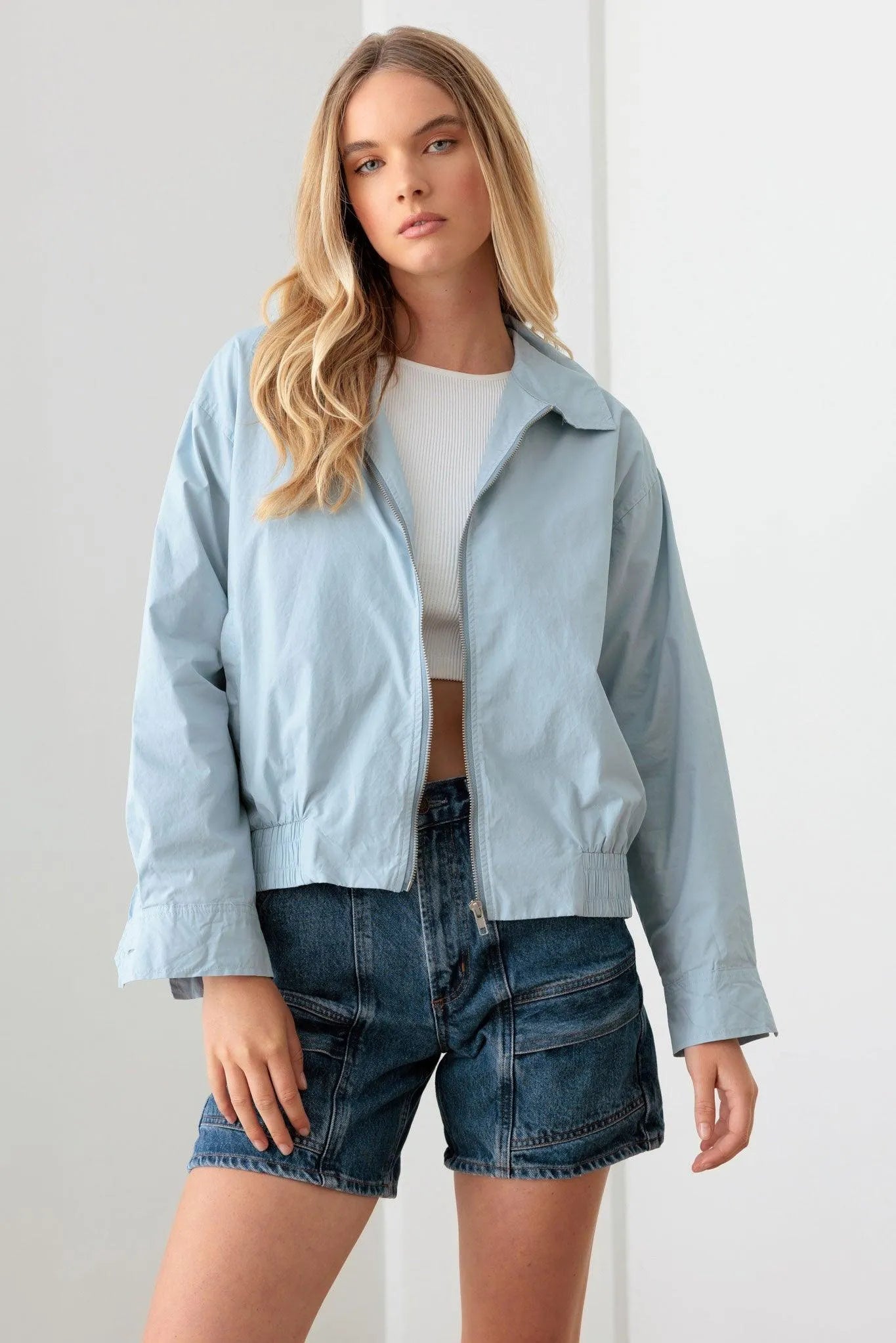 Baby Blue 100% Cotton Zip up Jacket