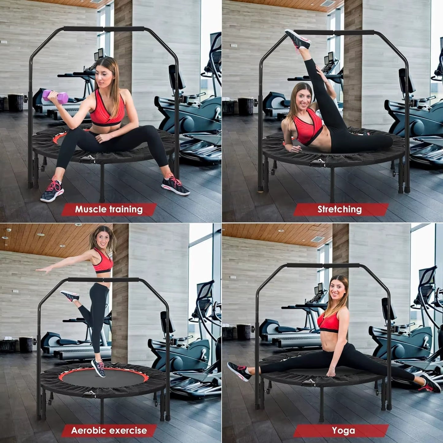 Indoor Mini Trampoline with Adjustable Handle