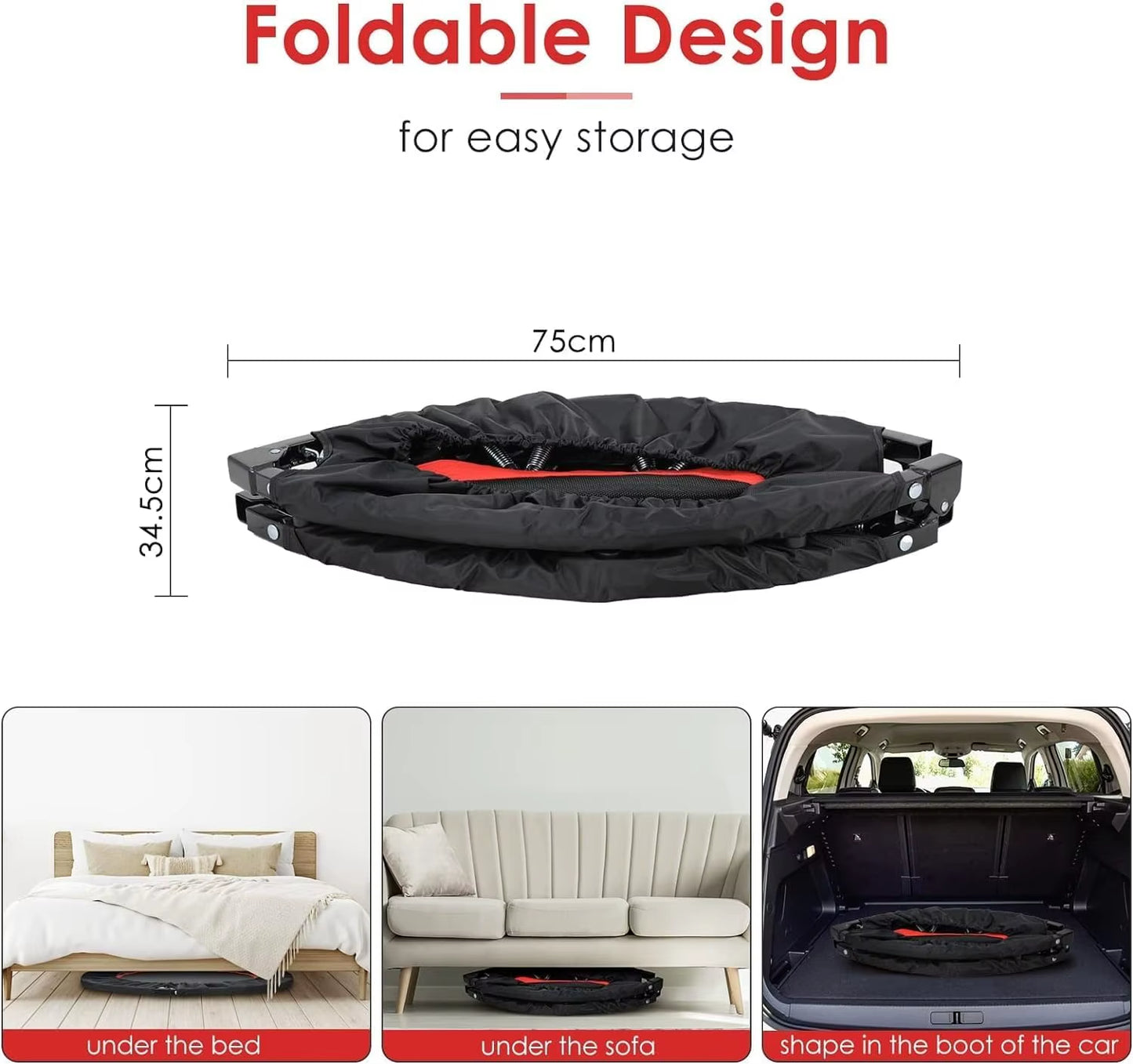 Indoor Mini Trampoline with Adjustable Handle