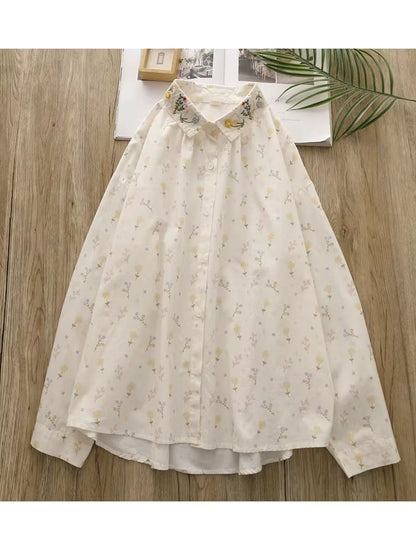 Long Sleeve Blouse W/ Kawaii Embroidery
